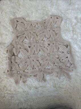 Rebellion Beige Crochet Floral Camisole new without tags